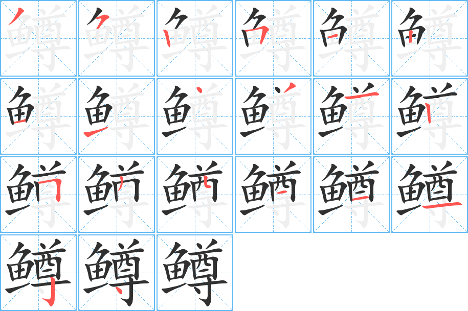 鳟笔顺分步演示